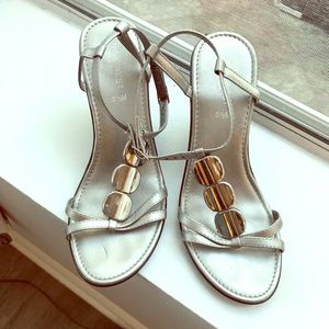 Nine West silver sandals size 5 1/2